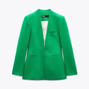 Zara Vibrant Green Women’s Blazer with short Set